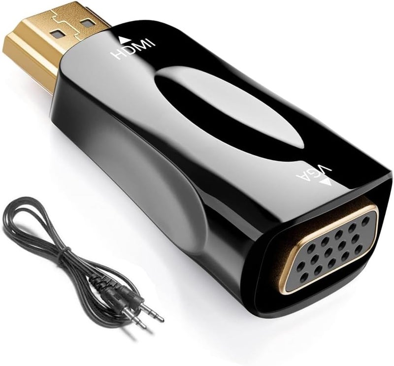Flsazrx HDMI to VGA Adapter Converter mini, 1080P Male to Female Cord for Computer, Desktop, Laptop, PC, Monitor, Projector, HDTV, Chromebook, Raspberry Pi, Roku, Xbox and More（Black） - Image 1